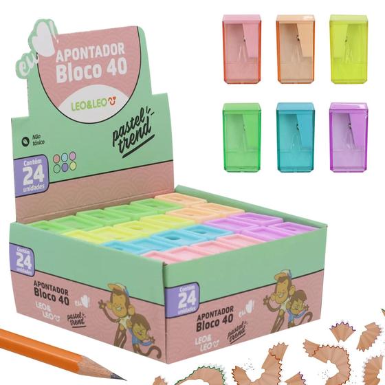 Imagem de Apontador Retangular Pastel Trend Com Depósito Caixa 24 Uni