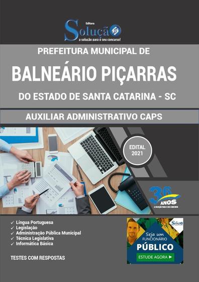 Imagem de Apostila Balneário Piçarras Sc Auxiliar Administrativo Caps