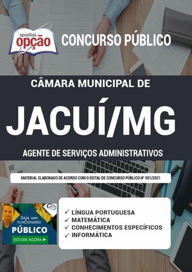 Imagem de Apostila Câmara De Jacuí Mg - Agente Serviços Administrativo