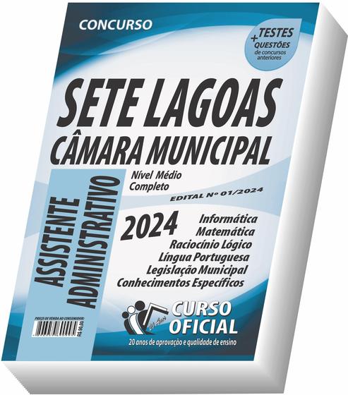 Imagem de Apostila Câmara Municipal de Sete Lagoas - MG - Assistente Administrativo