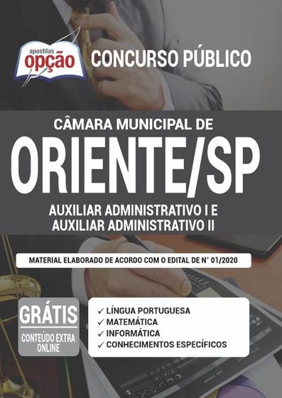 Imagem de Apostila Câmara Oriente Sp - Auxiliar Administrativo