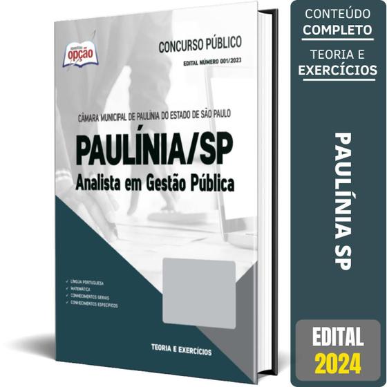 Imagem de Apostila Câmara Paulínia Sp 2024 Analista Em Gestão Pública