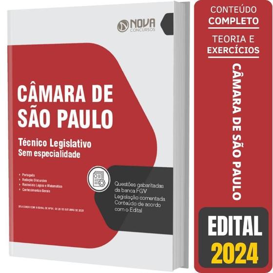 Imagem de Apostila Câmara São Paulo 2023 Técnico Legislativo Sem