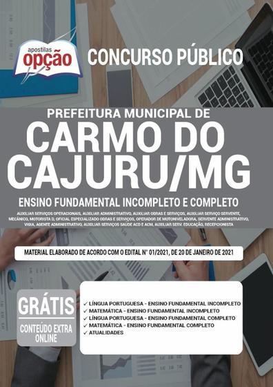 Imagem de Apostila Carmo Do Cajuru Mg - Ensino Fundamental Completo