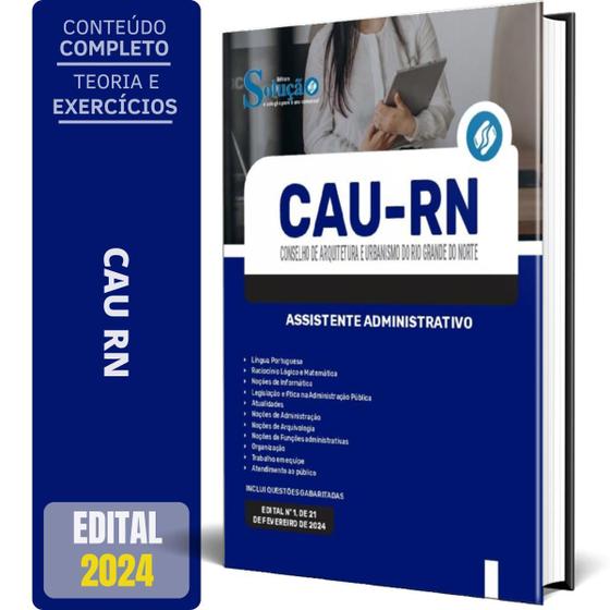 Imagem de Apostila Cau Rn 2024 - Assistente Administrativo