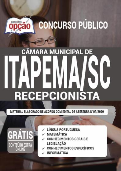 Imagem de Apostila Concurso Câmara Itapema Sc - Recepcionista