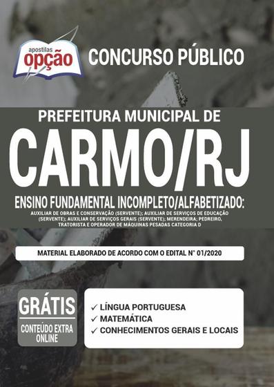 Imagem de Apostila Concurso Carmo Rj - Ensino Fundamental Incompleto