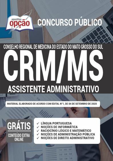 Imagem de Apostila Concurso Crm Ms - Assistente Administrativo