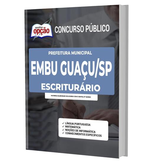 Imagem de Apostila Concurso Embu Guaçu Sp - Escriturário