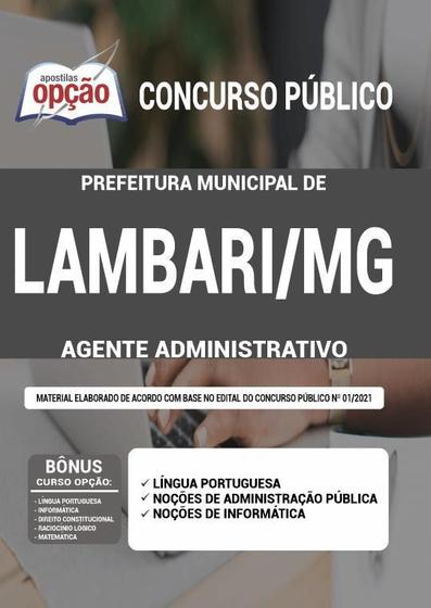 Imagem de Apostila Concurso Lambari Mg - Agente Administrativo