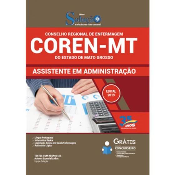 Imagem de Apostila Coren-Mt - 2019 - Assistente Em Administração