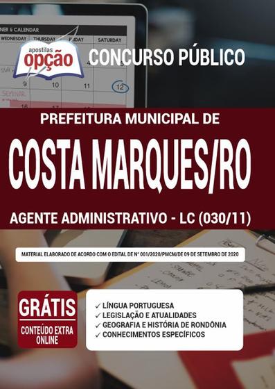 Imagem de Apostila Costa Marques Ro - Agente Administrativo Lc 030/11