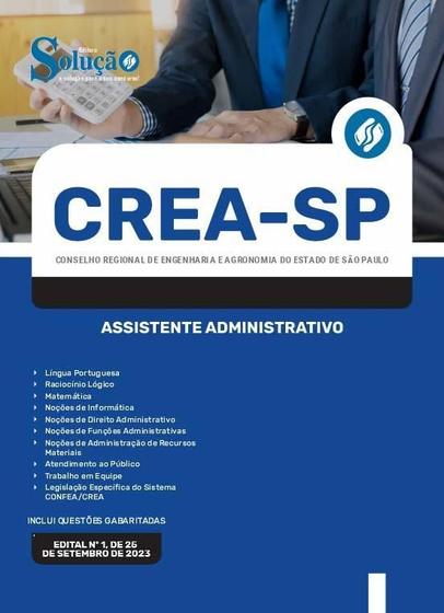 Imagem de Apostila Crea Sp 2023 - Assistente Administrativo