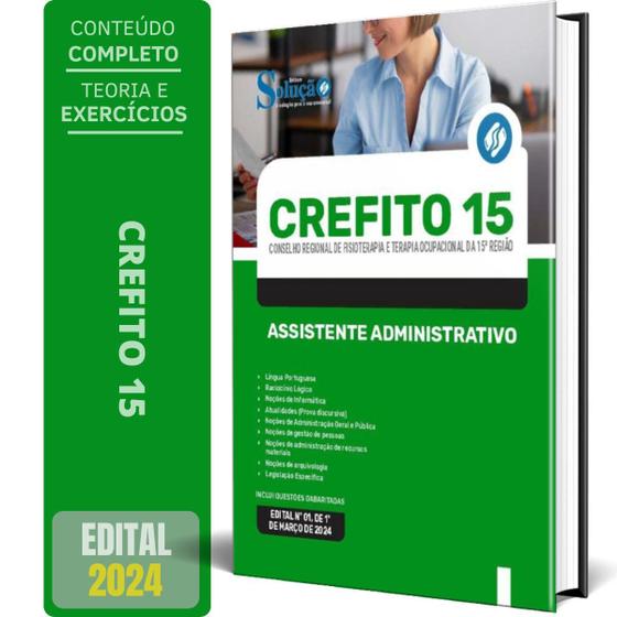 Imagem de Apostila Crefito 15 2024 - Assistente Administrativo