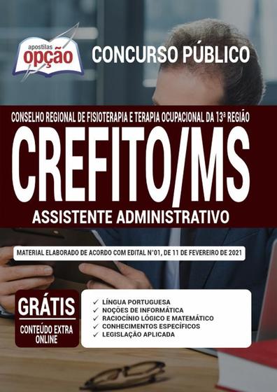 Imagem de Apostila Crefito Ms - Assistente Administrativo 13ª Região