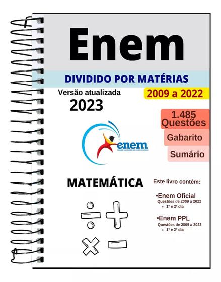 Imagem de Apostila Enem 2023 Caderno De Questões Matemática 2009 A 2022 - Provas Antigas