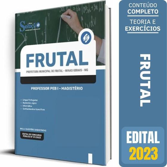 Imagem de Apostila Frutal Mg 2023 - Professor Peb I - Magistério - Editora Solucao