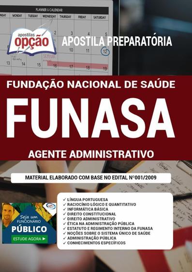 Imagem de Apostila Fundação Nacional Funasa - Agente Administrativo