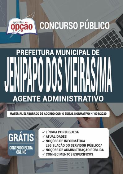 Imagem de Apostila Jenipapo Dos Vieiras Ma - Agente Administrativo