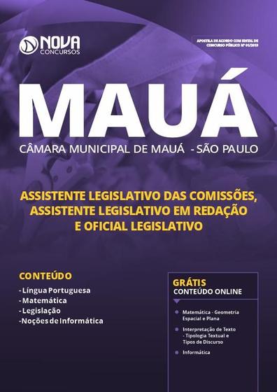 Imagem de Apostila Mauá SP 2019 Assistente Legislativo das Comissões - Nova Concursos