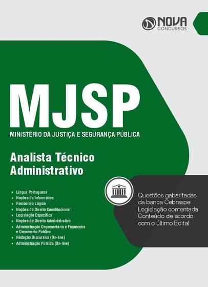 Imagem de Apostila MJSP - Analista Técnico Administrativo