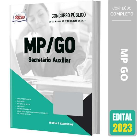 Imagem de Apostila Mp Go 2023 - Secretário Auxiliar