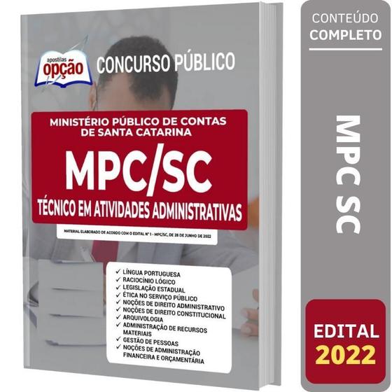 Imagem de Apostila Mpc Sc - Técnico Em Atividades Administrativas