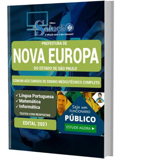 Imagem de Apostila Nova Europa Sp Cargos Nível Médio/Técnico Completo