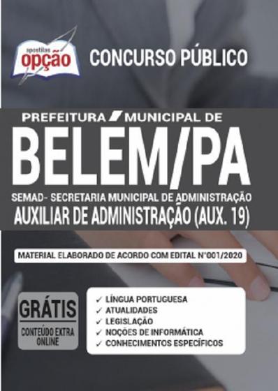 Imagem de Apostila Pref Belém-Pa 2020 - Auxiliar Administração