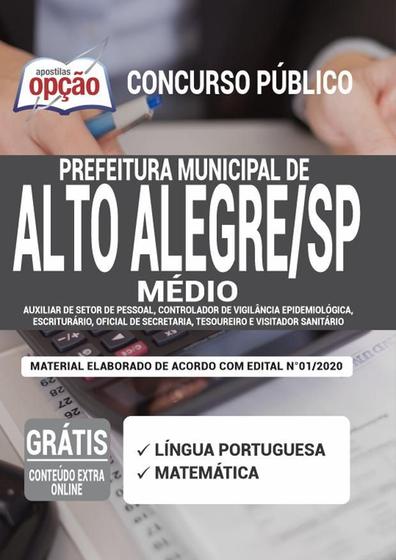 Imagem de Apostila Prefeitura Alto Alegre Sp - Cargos Nível Médio
