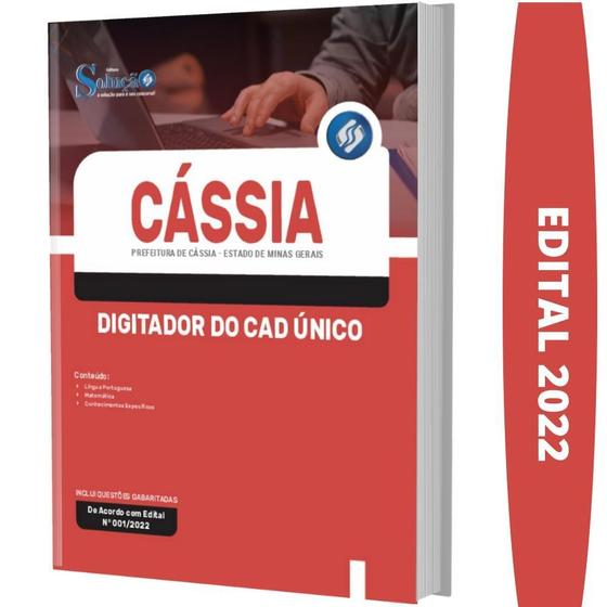 Imagem de Apostila Prefeitura Cássia Mg - Digitador Do Cad Único - Editora Solucao