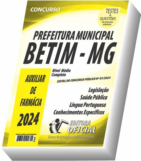 Imagem de Apostila Prefeitura de Betim - MG - Auxiliar de Farmácia