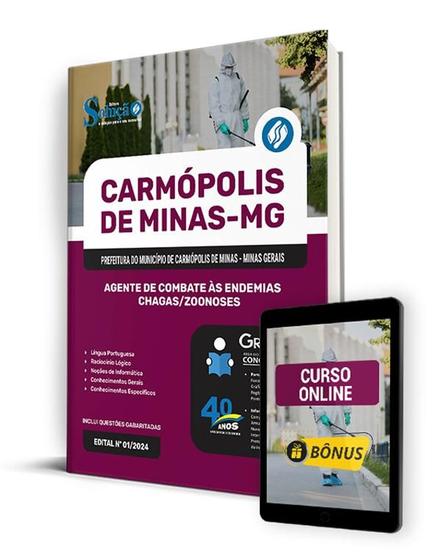 Imagem de Apostila Prefeitura de Carmópolis de Minas - MG 2024 - Agente de Combate às Endemias/Chagas/Zoonoses - Editora Solução