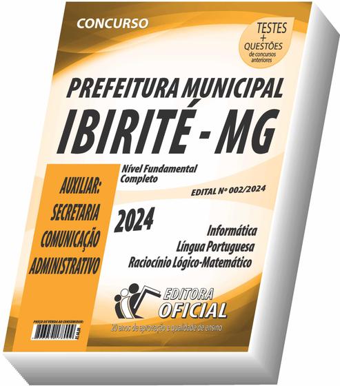 Imagem de Apostila Prefeitura de Ibirité - MG - Auxiliar de Secretaria - Auxiliar de Comunicação - Auxiliar Administrativo