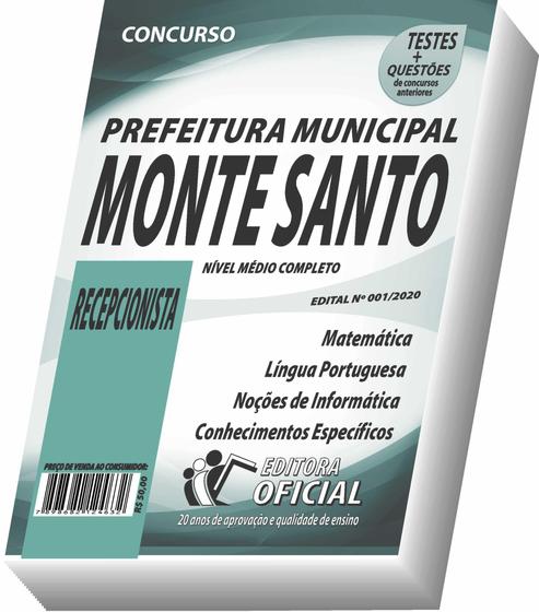 Imagem de Apostila Prefeitura de Monte Santo de Minas - Recepcionista