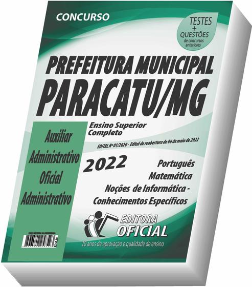 Imagem de Apostila Prefeitura de Paracatu - MG - Oficial Administrativo