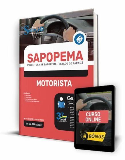 Imagem de Apostila Prefeitura de Sapopema - PR - Motorista - Editora Solução