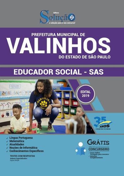 Imagem de Apostila Prefeitura De Valinhos Sp 2019 Educador Social Sas