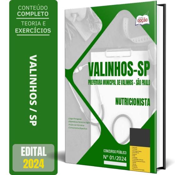 Imagem de Apostila Prefeitura De Valinhos Sp 2024 - Nutricionista