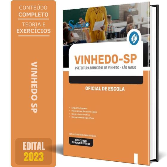 Imagem de Apostila Prefeitura De Vinhedo - Sp 2024 - Oficial De Escola