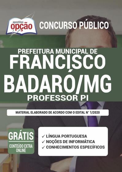 Imagem de Apostila Prefeitura Francisco Badaró Mg - Professor Pi