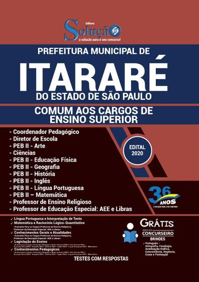 Imagem de Apostila Prefeitura Itararé Sp - Comum Cargos Nível Superior