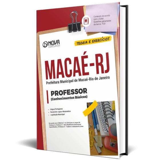 Imagem de Apostila Prefeitura Macaé Rj 2024 Professor Conhecimentos