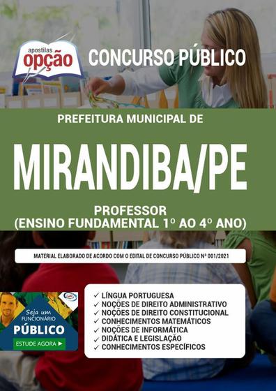 Imagem de Apostila Prefeitura Mirandiba - Professor Ensino Fundamental