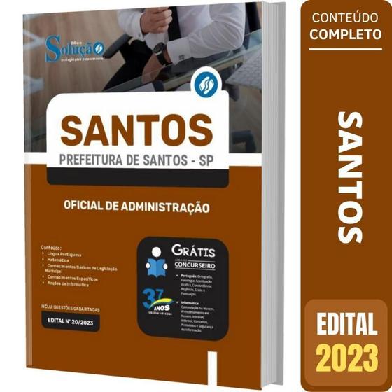 Imagem de Apostila Prefeitura Santos Sp - Oficial De Administração