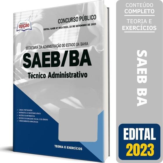 Imagem de Apostila Saeb Ba 2023 Técnico Administrativo Administrativo