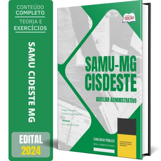 Imagem de Apostila Samu Mg (Cisdeste) 2024 - Auxiliar Administrativo