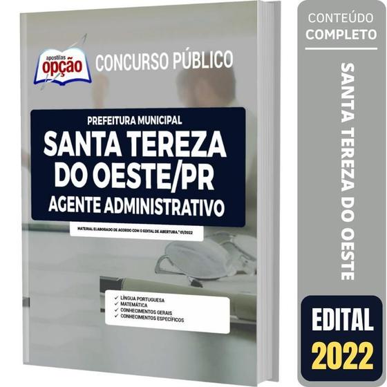 Imagem de Apostila Santa Tereza Do Oeste Pr - Agente Administrativo