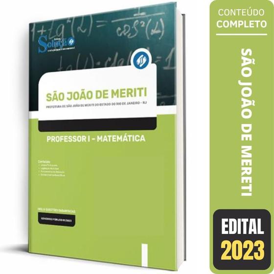 Imagem de Apostila São João De Meriti Rj - Professor I - Matemática