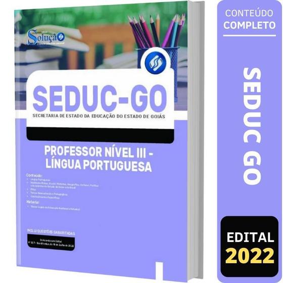 Imagem de Apostila Seduc Go 2022 - Professor Nível 3 Língua Portuguesa